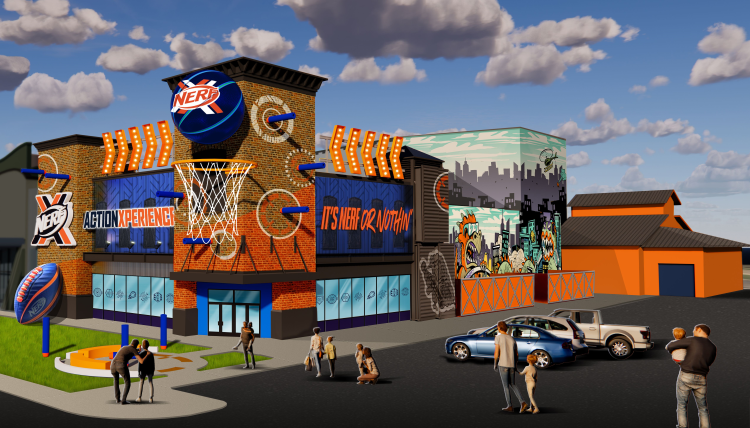 A visualization of what the new NERF Action Xperience in Tennessee will look like.