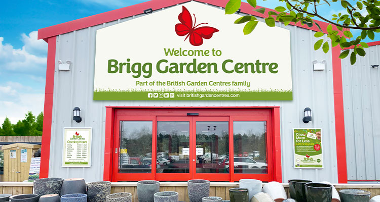 the entrance to Brigg Garden Centre