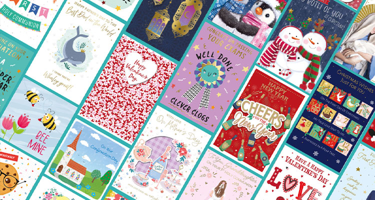 a collection of greeting cards