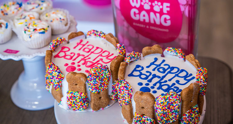 "Happy Barkday" cakes from Woof Gang Bakery & Grooming