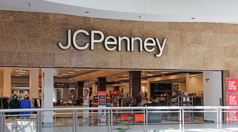Exterior view of JCPenney at Westminster Mall with closing sale signs in the window
