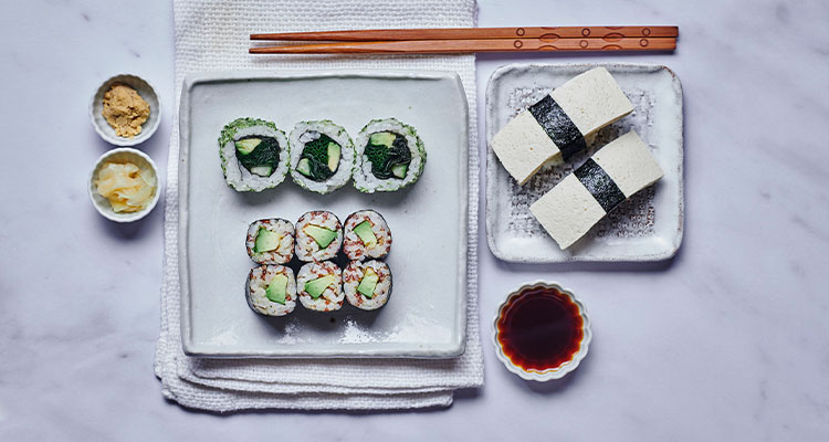 a plate of sushi