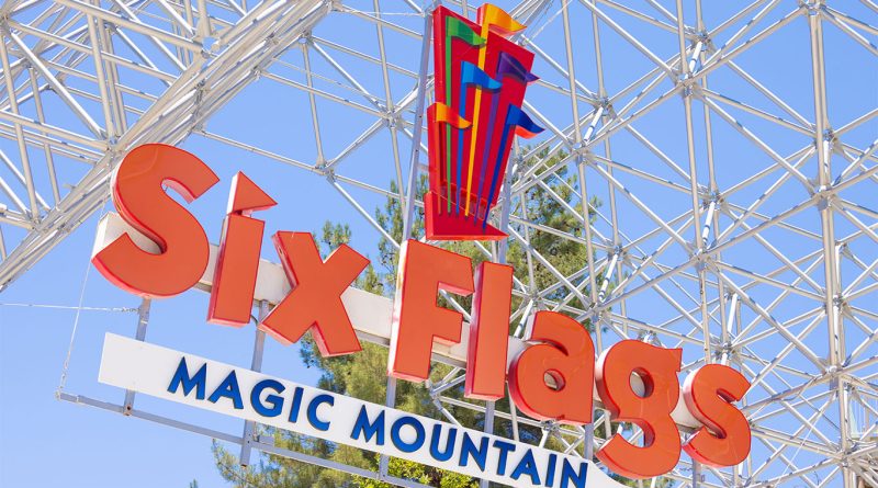 Aerial view of Six Flags America amusement park before its closure in Bowie, Maryland