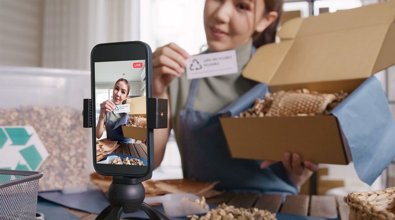 Retail marketer hosts a live-shopping event on social media with product links visible on screen
